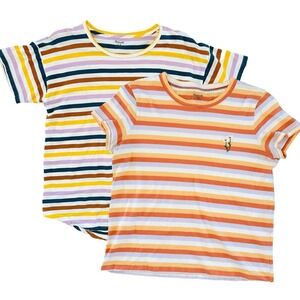 Madewell Short Sleeve Striped Tee Set of 2 Size M 100% Cotton Boho Summer Staple